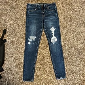 American eagle ripped skinny jeans, blue, size 6